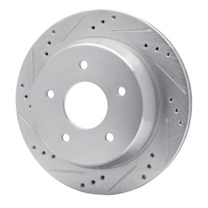 Chevrolet Blazer Brake Rotor (1) - Rear Left - R1 Concepts - Drilled & Slotted - Silver - `98-`05